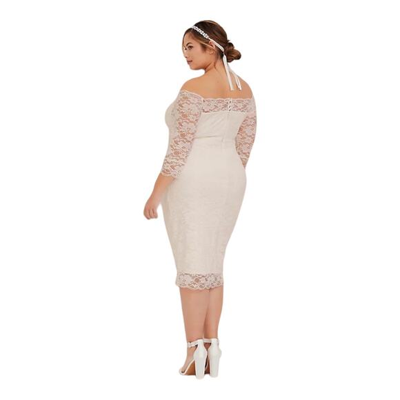 Torrid NWT Special Occasion Ivory Lace Off Shoulder Bodycon Dress Size 28 - Picture 13 of 14